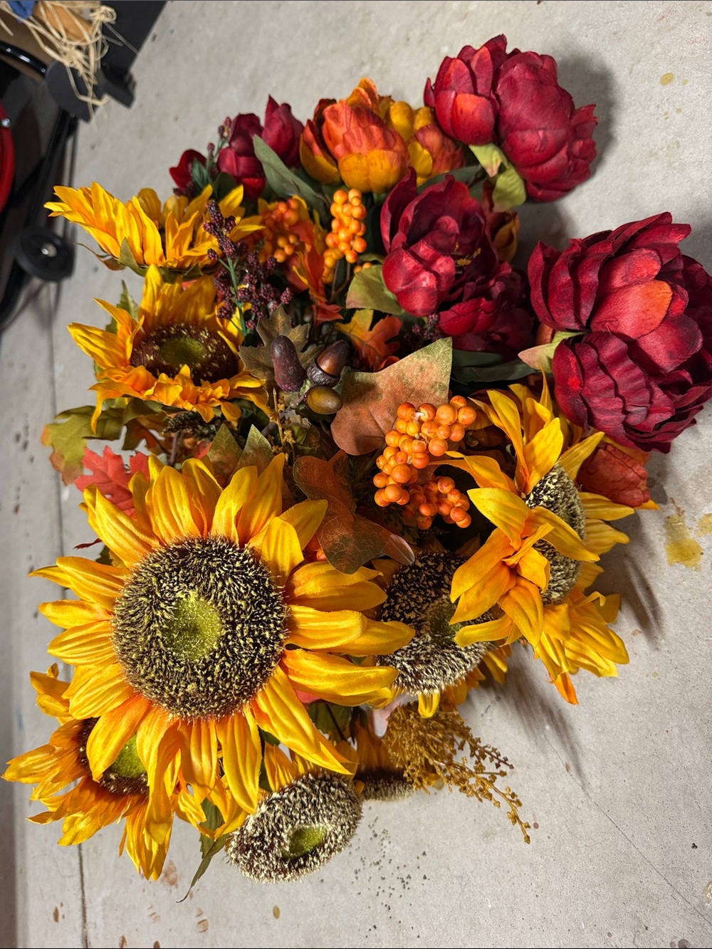 Hobby Lobby Yellow Sunflower & Red Berry Faux Floral Bouquet